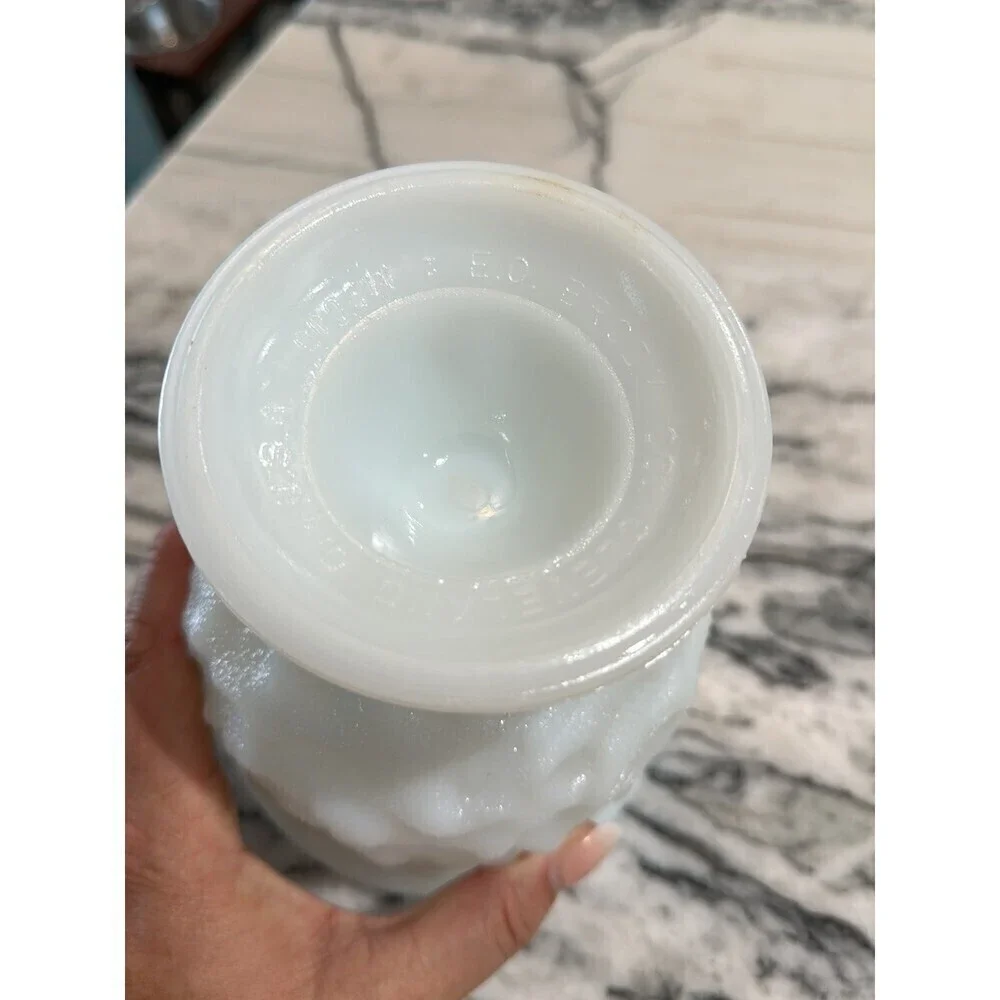 Milk Glass Vase, E.O. Brody Co. M3000 Cleveland, Ohio, USA.